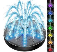 SZMP Fontaine Solaire Pompe Extérieur 2026 Upgraded, 4W avec 30 LEDs Colorées et 4000mAh Batterie Intégrée avec 8 Buses pour Petit étang, Bain d'oiseaux, Réservoir à Poissons, Décoration de Jardin