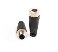 SZRMCC M12 Connecteur de fil mâle femelle à 4 broches M12 A Assemblage de champ de code filaire 12 mm Connecteur aéronautique industriel étanche Prise 250 V 4 A (mâle + femelle, 8 broches droites 2