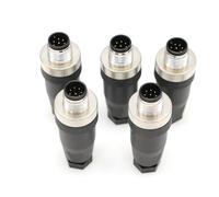 SZRMCC M12 Connecteur de fil mâle femelle à 8 broches M12 A Assemblage de champ de code filaire 12 mm Connecteur aéronautique industriel étanche Prise 250 V 4 A (mâle, 8 broches droites 5 pièces)