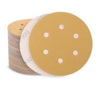 Sztaoip 100 Pièces Disque Abrasif 150mm, 320 Grain Papier a Poncer 6 Trous Papier Abrasif pour Ponceuse Excentrique