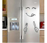 SZTXJ 3040CM Stickers muraux mignons pour réfrigérateur, motif visage souriant et gourmand