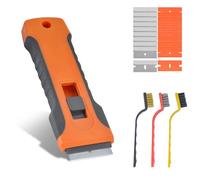 SZWLJ Grattoir plaque vitrocéramique avec boîte de rangement et 20 lames | Orange, raclette vitroceramique pour four, plaque à induction, carrelage, vitre et fenêtre.