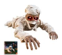 SZXLSP Momie Rampante Halloween sonore avec Yeux LED Rouge pour fête | Automate électrique squelette avec son effrayant et bandages pour sol couloir maison hantée porche