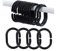 SZXMDKH 12pcs Anneaux de Rideau de Douche en Plastique en Forme de C Crochets de Rideau pour Rideau de Porte, Rideau de fenêtre Le Noir