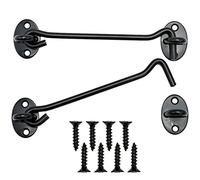 SZXMDKH Lot de 2 loquets de porte de grange à crochet et œillet en acier inoxydable robuste et épais, verrouillage facile pour porte, porte, fenêtre, placard, abri de jardin (15,2 cm, noir)