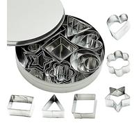 SZXMDKH Lot de 24 mini emporte-pièces en acier inoxydable en forme de cœur, d'étoile, de cercle, de fleurs, pour décoration de gâteaux