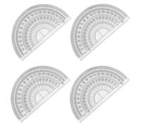 SZXMDKH Lot de 4 rapporteurs en plastique pour mesurer l'angle des étudiants en mathématiques à 180 degrés, 10,2 cm, transparent