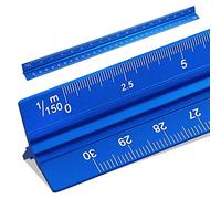 SZXMDKH Règle d'échelle triangulaire de 30 cm, règle en métal pour architectes, 1/20, 1/25, 1/50, 1/75, 1/100, 1/150 (bleu)
