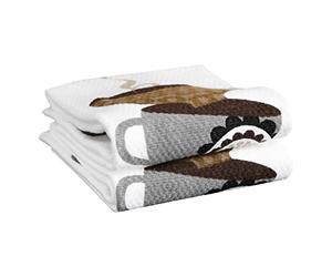 T-FAL Textiles Lot de 2 torchons de Cuisine en Coton tissé Double Face, 40,6 x 66 cm, imprimé Tasses à café