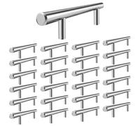 T-Griffe, coffret de 25, en acier inoxydable, finition nickel satiné, 40,6 cm de long, espacement des trous de 25,4 cm