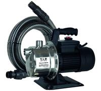 T.I.P. Clean Jet 1300 Plus 30087 : Pompe de jardin avec kit, en acier inoxydable, dotée d'un kit d'aspiration de 4 mètres, débit de 4 400 litres/heure, hauteur de refoulement/pression maximale de 50 m