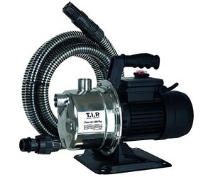 T.I.P. Clean Jet 1300 Plus Pompe de Jardin Auto-amorçante en Inox 1200W | Débit 4400 L/h, hauteur de refoulement 50m, kit complet avec tuyau d'aspiration 4m et clapet anti-retour.