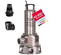 T.I.P. Extrema Cut 700/16-3 IX Pro Pompe Submersible Robuste pour Eau Sale Débit 42000 l/h Thermorésistant à 50 °C Hauteur de Refoulement 16 m en Inox et Unité Hydraulique en Fonte Couleur Argent