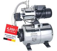 T.I.P. HWW 4500 Groupe de Surpression, Pompe Jardin Inox, 1200 W, 22 L | Surpresseur domestique avec debit de 4350 l/h et pression 5,0 bar. Cuve en acier inoxydable et membrane EPDM durable.