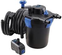 T.I.P. TFP 5000 UV 9 Kit de Filtration Sous Pression pour Bassins 25 Watts Débit 1500 l/h Volume d''Étang 5000 l Fonction de Rétrolavage avec 3 Éponges Filtrantes et Lampe UV-C Couleur Bleu Noir