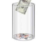 T-irelire sans Ouverture Transparent, 9x9x15 cm, T-irelire en Acrylique pour Adultes et Enfant, Boîte d'Épargne pour Pièces de Monnaie et Billets