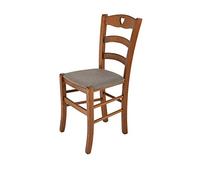 t m c s Tommychairs - Chaise Cuore pour Cuisine, Bar et Salle à Manger, Robuste Structure en Bois de hêtre peindré en Noyer Clair et Assise rembourrée et revêtue en Tissu Couleur Chevreuil