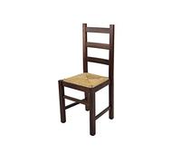 t m c s Tommychairs - Chaise Rustica pour Cuisine, Bar et Salle à Manger, Robuste Structure en Bois de hêtre peindré en Couleur Noyer foncé et Assise en Paille