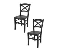 t m c s Tommychairs - Set 2 chaises Cross pour Cuisine, Bar et Salle à Manger, Robuste Structure en Bois de hêtre peindré en Couleur Aniline Noir et Assise en Bois