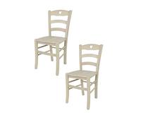 t m c s Tommychairs - Set 2 chaises Cuore pour Cuisine, Bar et Salle à Manger, Robuste Structure en Bois de hêtre peindré en Couleur Aniline Blanche et Assise en Bois