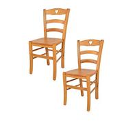 t m c s Tommychairs - Set 2 chaises Cuore pour Cuisine, Bar et Salle à Manger, Robuste Structure en Bois de hêtre peindré en Couleur Miel et Assise en Bois