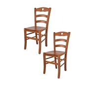 t m c s Tommychairs - Set 2 chaises Cuore pour Cuisine, Bar et Salle à Manger, Robuste Structure en Bois de hêtre peindré en Couleur Cerisier et Assise en Bois
