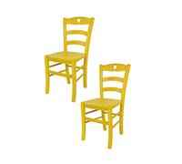 t m c s Tommychairs - Set 2 chaises Cuore pour Cuisine, Bar et Salle à Manger, Robuste Structure en Bois de hêtre peindré en Couleur Aniline Jaune et Assise en Bois