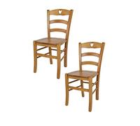 t m c s Tommychairs - Set 2 chaises Cuore pour Cuisine, Bar et Salle à Manger, Robuste Structure en Bois de hêtre peindré en Couleur chêne et Assise en Bois