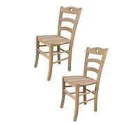 t m c s Tommychairs - Set 2 chaises Cuore pour Cuisine, Bar et Salle à Manger, Robuste Structure en Bois de hêtre Poli, Non traité, 100% Naturel et Assise en Bois