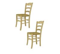t m c s Tommychairs - Set 2 chaises Cuore pour Cuisine, Bar et Salle à Manger, Robuste Structure en Bois de hêtre Poli, Non traité, 100% Naturel et Assise en Paille