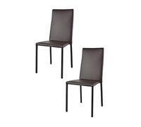 t m c s Tommychairs - Set 2 Chaises empilables modèle Julia pour Cuisine, Bar et Salle à Manger, Structure en Acier, Assise et Dossier rembourrées et revêtus en Simili Cuir Moka