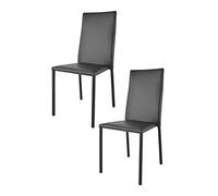 t m c s Tommychairs - Set 2 Chaises empilables modèle Julia pour Cuisine, Bar et Salle à Manger, Structure en Acier, Assise et Dossier rembourrées et revêtus en Simili Cuir Noir