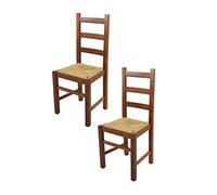 t m c s Tommychairs - Set 2 chaises Rustica pour Cuisine, Bar et Salle à Manger, Robuste Structure en Bois de hêtre peindré en Couleur Noyer Clair et Assise en Paille