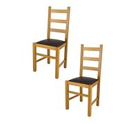 t m c s Tommychairs - Set 2 chaises Rustica pour Cuisine, Bar et Salle à Manger, Robuste Structure en Bois de hêtre peindré en chêne et Assise rembourrée et revêtue en Cuir Artificiel Couleur Marron