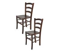 t m c s Tommychairs - Set 2 chaises Venice pour Cuisine, Bar et Salle à Manger, Robuste Structure en Bois de hêtre peindré en Couleur Noyer foncé et Assise en Bois