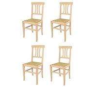 t m c s Tommychairs - Set 4 chaises Artemisia pour Cuisine, Bar et Salle à Manger, Robuste Structure en Bois de hêtre Poli, Non traité, 100% Naturel et Assise en Paille