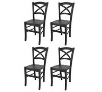 t m c s Tommychairs - Set 4 chaises Cross pour Cuisine, Bar et Salle à Manger, Robuste Structure en Bois de hêtre peindré en Couleur Aniline Noir et Assise en Bois