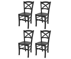 t m c s Tommychairs - Set 4 chaises Cross pour Cuisine, Bar et Salle à Manger, Robuste Structure en Bois de hêtre peindré en Couleur Aniline Noir et Assise en Bois