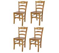 t m c s Tommychairs - Set 4 chaises Cuore pour Cuisine, Bar et Salle à Manger, Robuste Structure en Bois de hêtre peindré en Couleur chêne et Assise en Bois