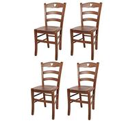 t m c s Tommychairs - Set 4 chaises Cuore pour Cuisine, Bar et Salle à Manger, Robuste Structure en Bois de hêtre peindré en Couleur Noyer Clair et Assise en Bois