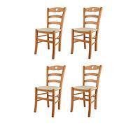 t m c s Tommychairs - Set 4 Chaises Cuore pour Cuisine, Bar et Salle à Manger, Robuste Structure en Bois de hêtre peindré en Miel et Assise rembourrée et revêtue en Cuir Artificiel Couleur Ivoire