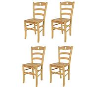 t m c s Tommychairs - Set 4 chaises Cuore pour Cuisine, Bar et Salle à Manger, Robuste Structure en Bois de hêtre peindré en Couleur Naturelle et Assise en Bois