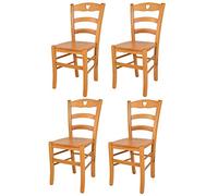 t m c s Tommychairs - Set 4 chaises Cuore pour Cuisine, Bar et Salle à Manger, Robuste Structure en Bois de hêtre peindré en Couleur Miel et Assise en Bois