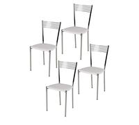 t m c s Tommychairs - Set 4 chaises Elegance pour Cuisine, Bar et Salle à Manger, Robuste Structure en Acier chromé et Assise rembourrée et revêtue en Cuir Artificiel Couleur Blanc