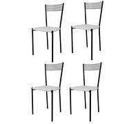 t m c s Tommychairs - Set 4 chaises Elegance pour Cuisine, Bar et Salle à Manger, Robuste Structure en Acier peindré en Couleur Noir et Assise rembourrée et revêtue en Cuir Artificiel Couleur Blanc