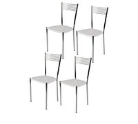 t m c s Tommychairs - Set 4 chaises Elegance pour Cuisine, Bar et Salle à Manger, Robuste Structure en Acier chromé et Assise en Bois laqué Couleur Blanc