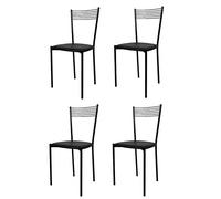 t m c s Tommychairs - Set 4 chaises Elegance pour Cuisine, Bar et Salle à Manger, Robuste Structure en Acier peindré en Couleur Noir et Assise rembourrée et revêtue en Cuir Artificiel Couleur Noir