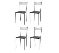 t m c s Tommychairs - Set 4 chaises Elegance pour Cuisine, Bar et Salle à Manger, Robuste Structure en Acier peindré alluminium et Assise rembourrée et revêtue en Cuir Artificiel Couleur Gris foncé