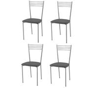 t m c s Tommychairs - Set 4 chaises Elena pour Cuisine, Bar et Salle à Manger, Robuste Structure en Acier chromé et Assise rembourrée et revêtue en Cuir Artificiel Couleur Gris foncé