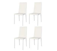 t m c s Tommychairs - Set 4 Chaises empilables modèle Julia pour Cuisine, Bar et Salle à Manger, Structure en Acier, Assise et Dossier rembourrées et revêtus en Simili Cuir Blanc